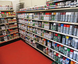 Shelves of spray paint